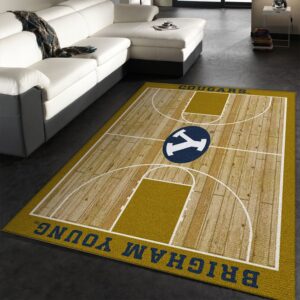 College Home Court Brigham Young Basketball Team Logo Area Rug