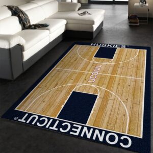 College Home Court Connecticut Basketball Team Logo Area Rug