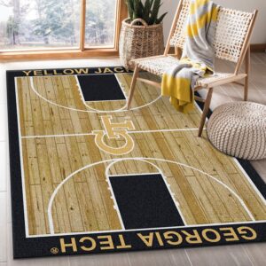 College Home Court Georgia Tech Basketball Team Logo Area Rug