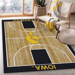 College Home Court Iowa Basketball Team Logo Area Rug