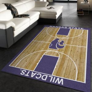 College Home Court Kansas State Basketball Team Logo Area Rug