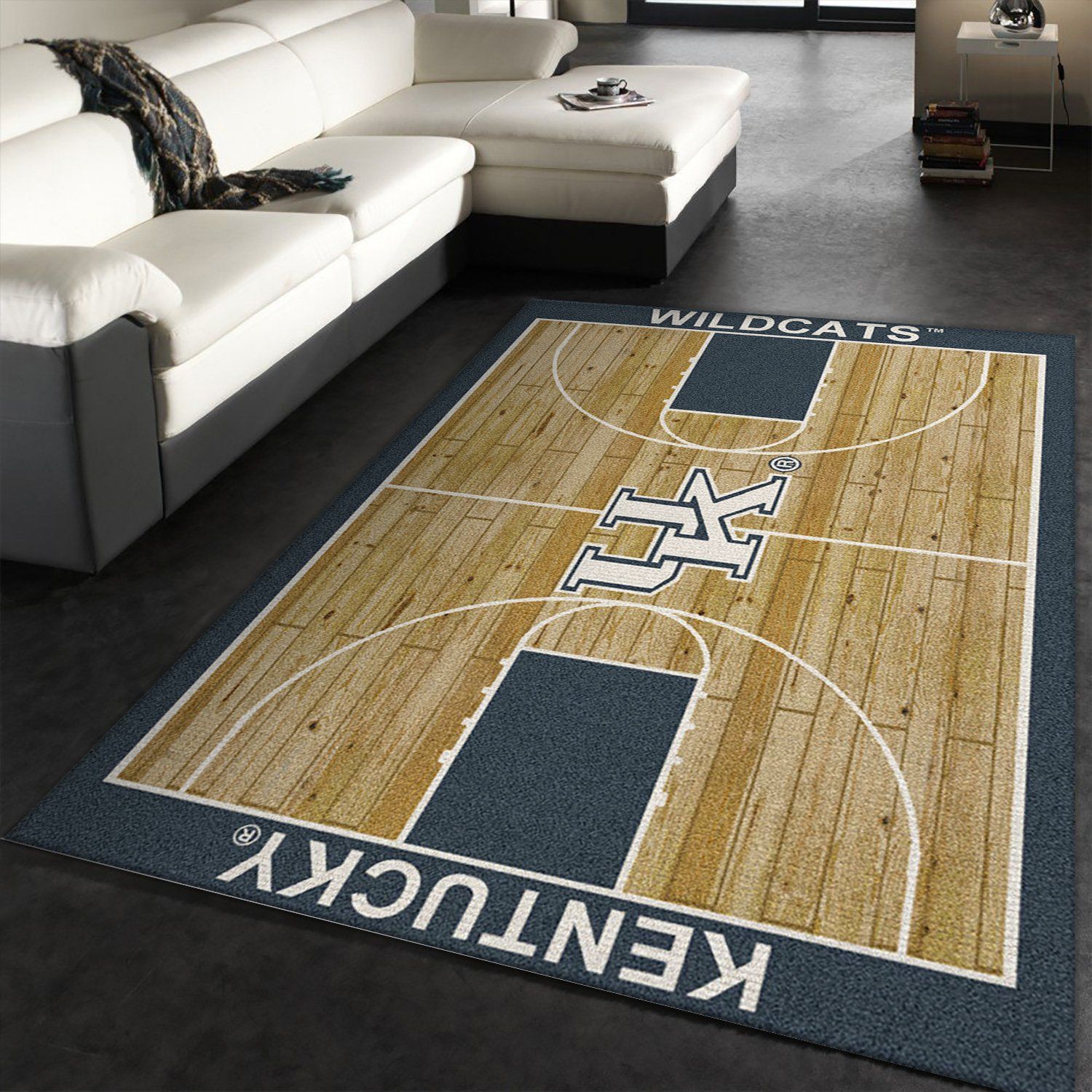 College Home Court Kentucky Basketball Team Logo Area Rug