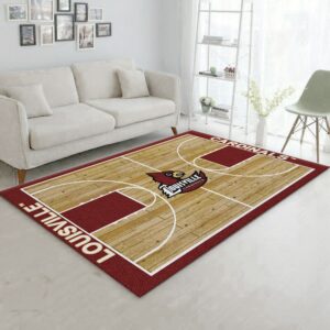 College Home Court Louisville Basketball Team Logo Area Rug