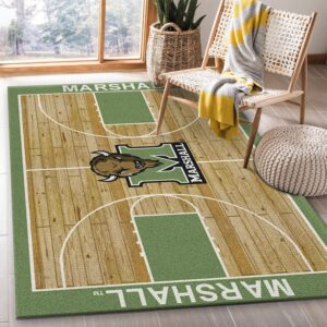 College Home Court Marshall Basketball Team Logo Area Rug