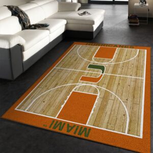 College Home Court Miami Basketball Team Logo Area Rug