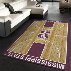 College Home Court Mississippi State Basketball Team Logo Area Rug
