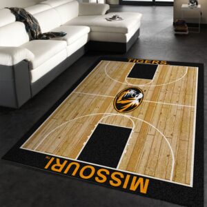 College Home Court Missouri Basketball Team Logo Area Rug