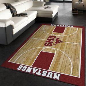 College Home Court Southern Methodist Basketball Team Logo Area Rug