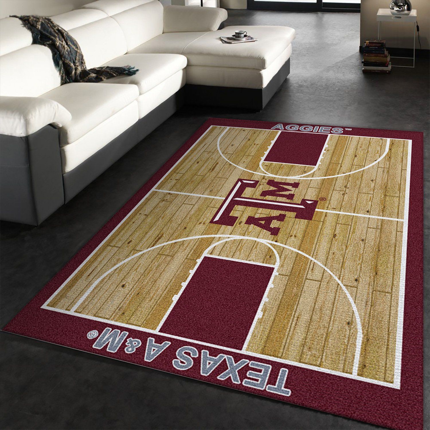 College Home Court Texas A Amp M Basketball Team Logo Area Rug