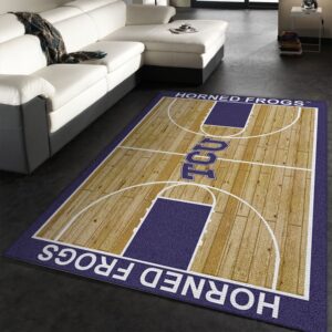 College Home Court Texas Christian Basketball Team Logo Area Rug