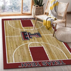 College Home Court Texas Tech Basketball Team Logo Area Rug