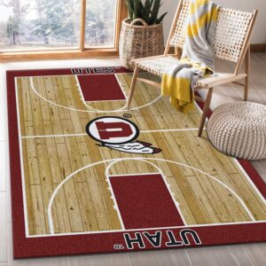 College Home Court Utah Basketball Team Logo Area Rug