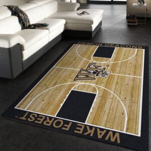 College Home Court Wake Forrest Basketball Team Logo Area Rug
