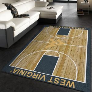 College Home Court West Virginia Basketball Team Logo Area Rug