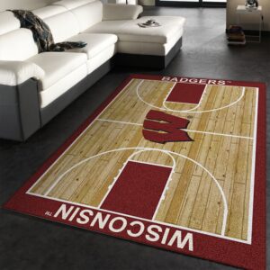 College Home Court Wisconsin Basketball Team Logo Area Rug