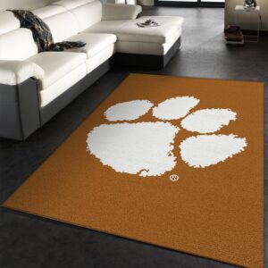 College Spirit Clemson Sport Area Rug Carpet Team Logo Family Gift US Decor