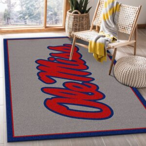 College Spirit Mississippi Sport Area Rug Carpet Team Logo Christmas Gift US Decor