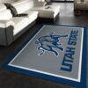 College Spirit Utah State Sport Area Rug Team Logo Family Gift US Decor