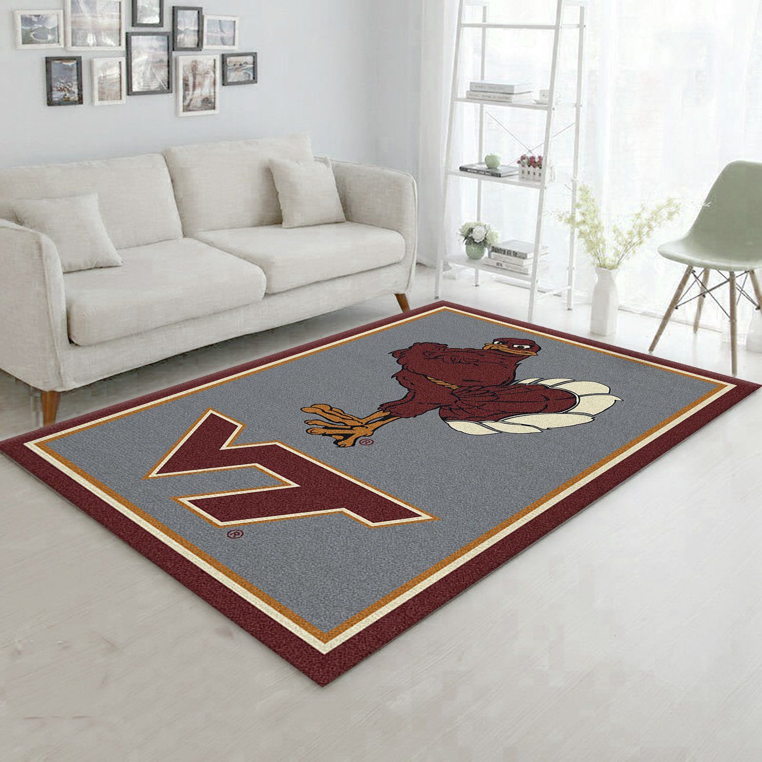 College Spirit Virginia Tech Sport Area Rug Carpet Team Logo Floor Decor Home Decor