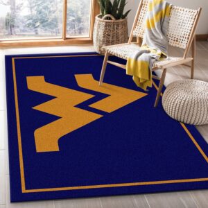 College Spirit West Virginia Sport Area Rug For Christmas Team Logo Christmas Gift US Decor