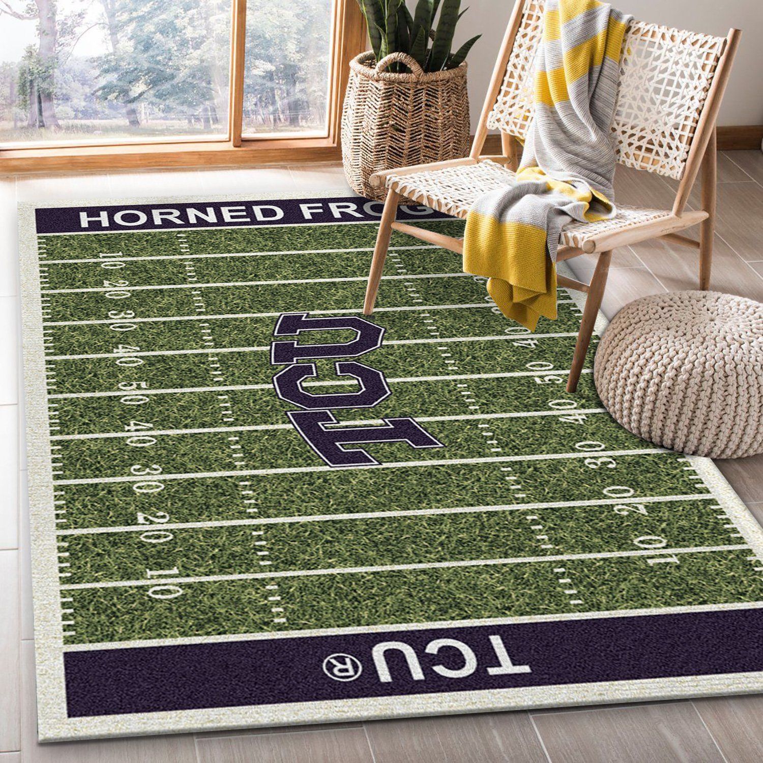 College Texas Christian NFL Team Logo Area Rug