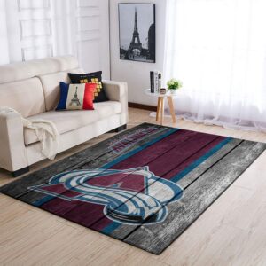 Colorado Avalanche Nhl Team Logo Wooden Style Nice Gift Home Decor Rectangle Area Rug