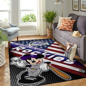 Colorado Rockies Mlb Team Logo Mickey Us Style Nice Gift Home Decor Rectangle Area Rug