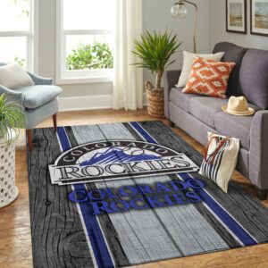 Colorado Rockies Mlb Team Logo Wooden Style Style Nice Gift Home Decor Rectangle Area Rug