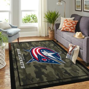 Columbus Blue Jackets Nhl Team Logo Camo Style Nice Gift Home Decor Rectangle Area Rug