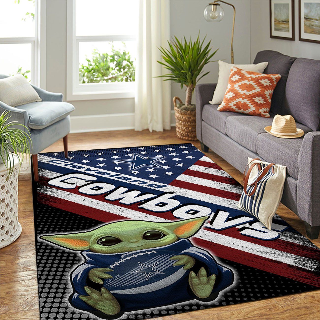 Dallas Cowboys Nfl Team Logo Baby Yoda Us Style Nice Gift Home Decor Rectangle Area Rug