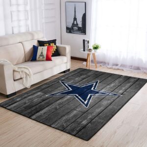 Dallas Cowboys Nfl Team Logo Grey Wooden Style Style Nice Gift Home Decor Rectangle Area Rug