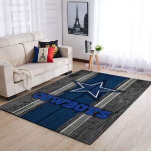Dallas Cowboys Nfl Team Logo Wooden Style Style Nice Gift Home Decor Rectangle Area Rug