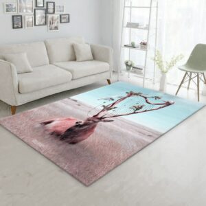 Deer Area Rug For Christmas Living Room Rug Family Gift US Decor