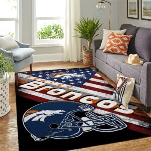 Denver Broncos Nfl Team Logo American Style Nice Gift Home Decor Rectangle Area Rug