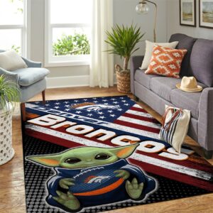Denver Broncos Nfl Team Logo Baby Yoda Us Style Nice Gift Home Decor Rectangle Area Rug
