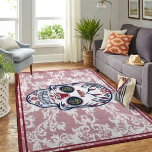 Denver Nuggets Nba Team Logo Skull Flower Style Nice Gift Home Decor Rectangle Area Rug