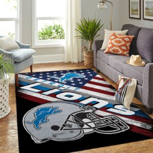 Detroit Lions Nfl Team Logo American Style Nice Gift Home Decor Rectangle Area Rug Rugs For Living Room