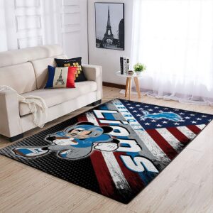 Detroit Lions Nfl Team Logo Mickey Us Style Nice Gift Home Decor Rectangle Area Rug