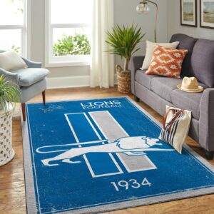Detroit Lions Nfl Team Logo Retro Style Nice Gift Home Decor Rectangle Area Rug