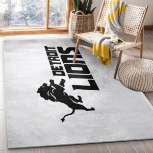Detroit Lions Silver NFL Team Logos Area Rug