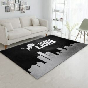Detroit Lions Skyline NFL Area Rug Carpet