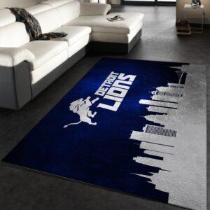 Detroit Lions Skyline NFL Team Logos Area Rug