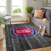 Detroit Pistons Nba Team Logo Grey Wooden Style Nice Gift Home Decor Rectangle Area Rug