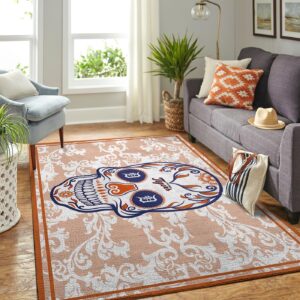 Detroit Tigers Mlb Team Logo Skull Style Nice Gift Home Decor Rectangle Area Rug