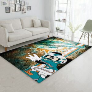 Dolphins Mickey NFL Noel Gift Rug Bedroom Rug Floor Decor Home Decor