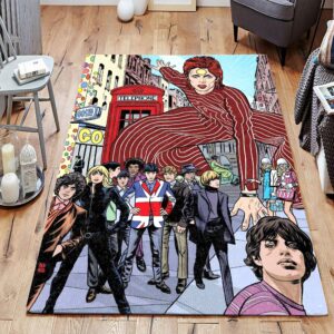 English Legendary Musicians Colorful Art David Bowie The Beatles Living Room Area Rug Carpet Christmas Gift US Decor
