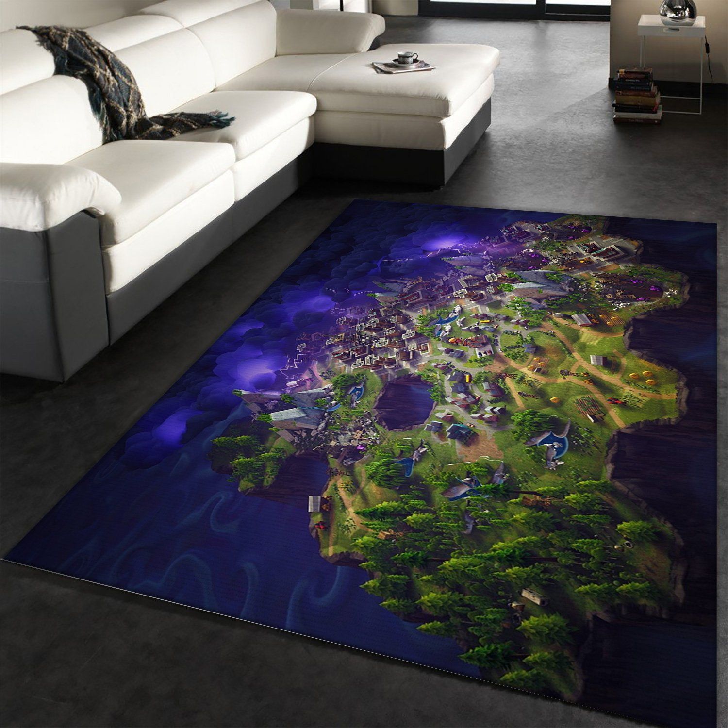 Fortnite Map Gaming Area Rug Bedroom, Map Area Rug