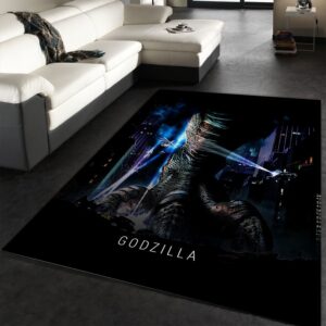 Godzilla Area Rug Art Painting Movie Rugs Floor Decor Home Decor