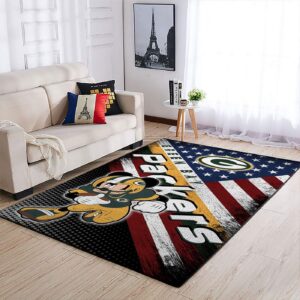 Green Bay Packers Nfl Team Logo Mickey Us Style Nice Gift Home Decor Area Rug Rugs For Living Room