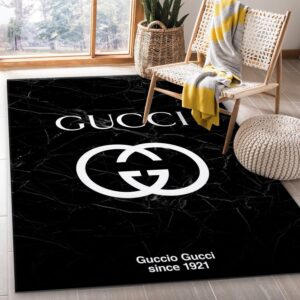 Gucci Black Marble Marmor Area Rug Living Room Rug Christmas Gift US Decor